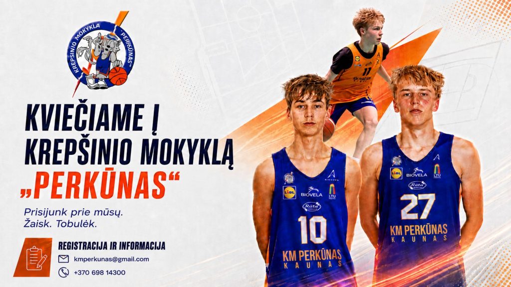 Jei nori įdomaus sezono, profesionalių treniruočių ir daug varžybų – lankyk krepšinio mokyklą „Perkūnas“!